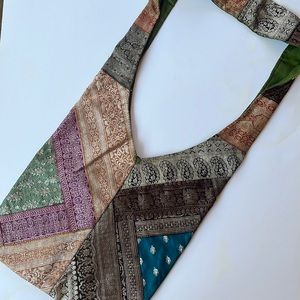 Zari Silk border patchwork style Vintage multicolor crossbody bag